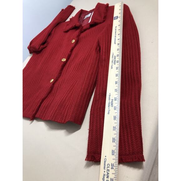 Emma James Women 8 Jacket Split Long Sleeve 3 Open Button Red Office Siren - Picture 8 of 9